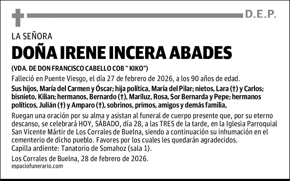 DOÑA IRENE INCERA ABADES
