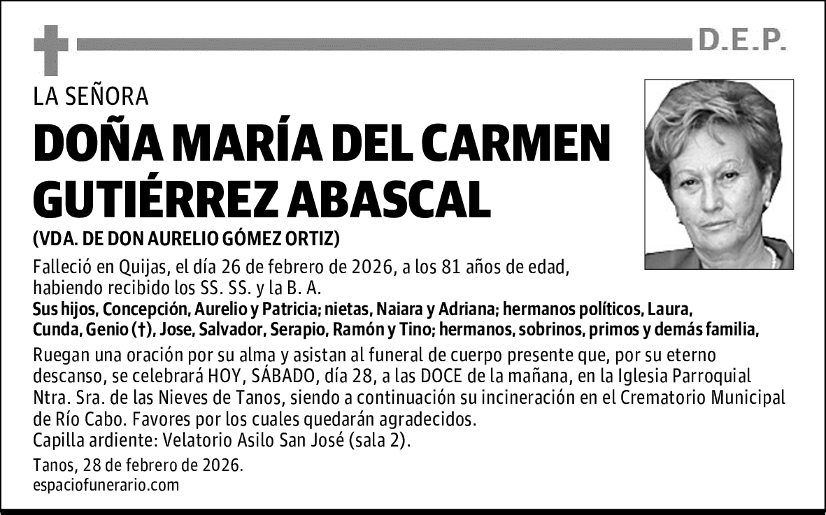 DOÑA MARÍA DEL CARMEN GUTIÉRREZ ABASCAL