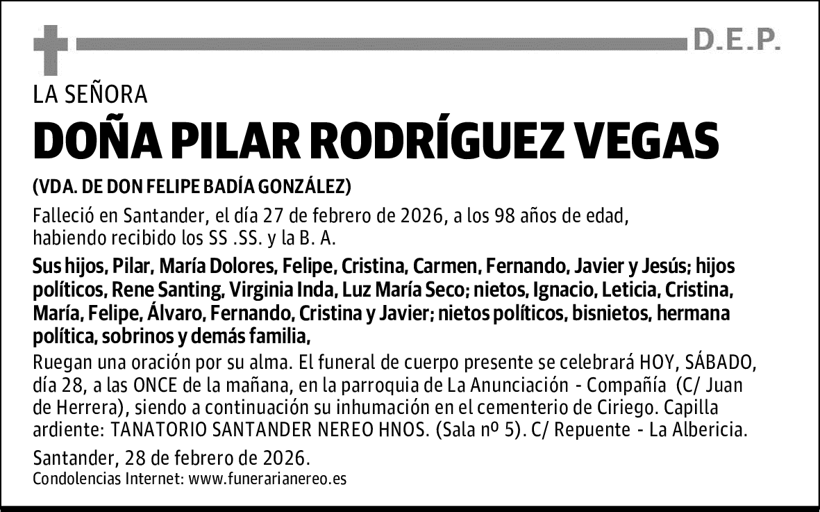 DOÑA PILAR RODRÍGUEZ VEGAS