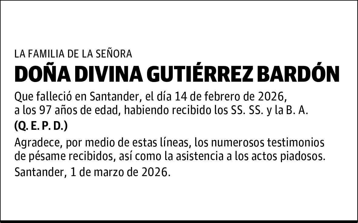 DOÑA DIVINA GUTIÉRREZ BARDÓN