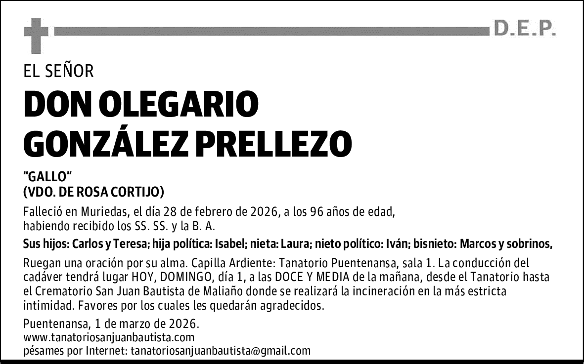 DON OLEGARIO GONZÁLEZ PRELLEZO