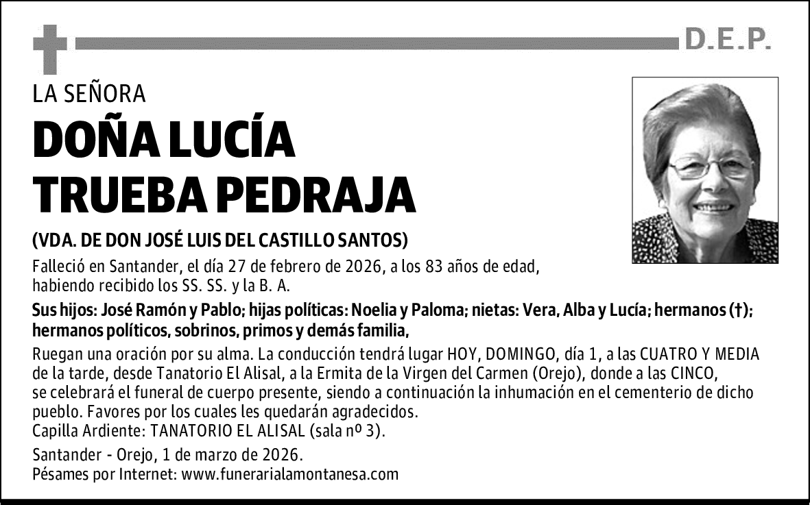DOÑA LUCÍA TRUEBA PEDRAJA