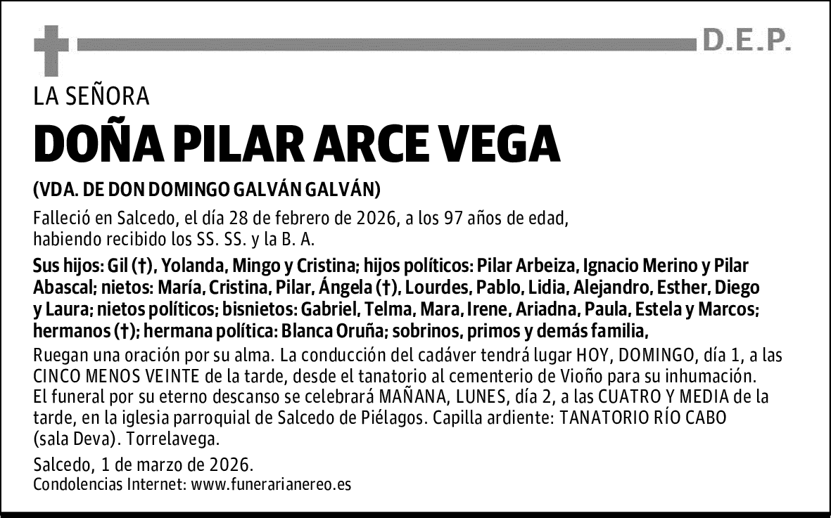 DOÑA PILAR ARCE VEGA
