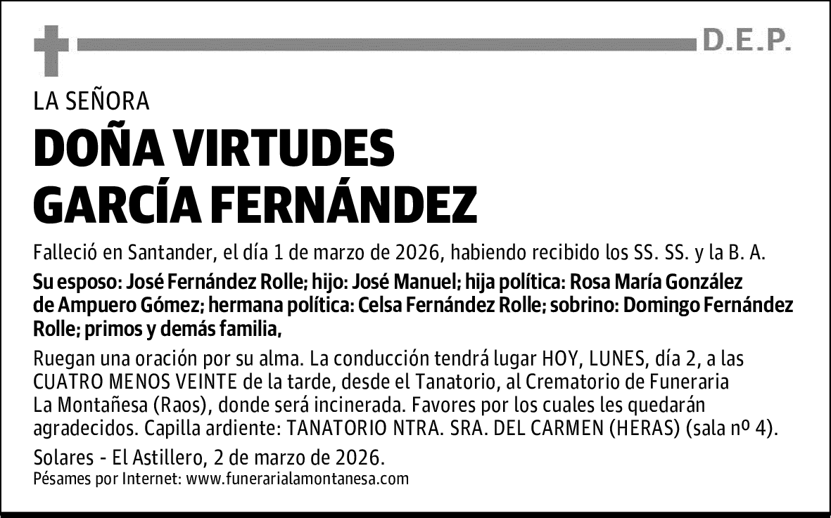 DOÑA VIRTUDES GARCÍA FERNÁNDEZ