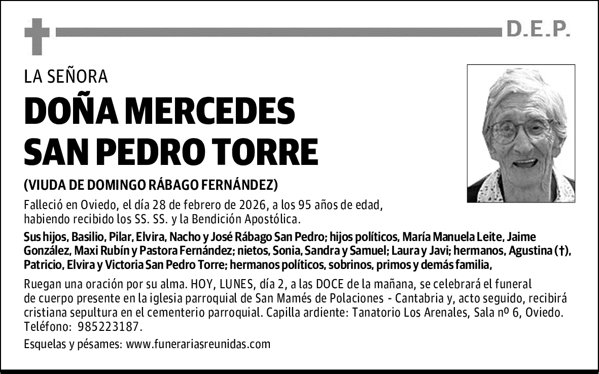 DOÑA MERCEDES SAN PEDRO TORRE