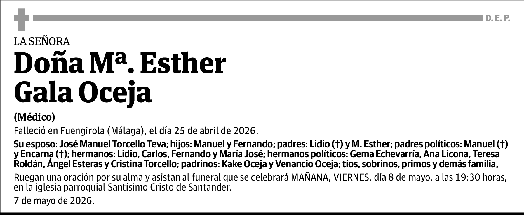 Mª. Esther Gala Oceja