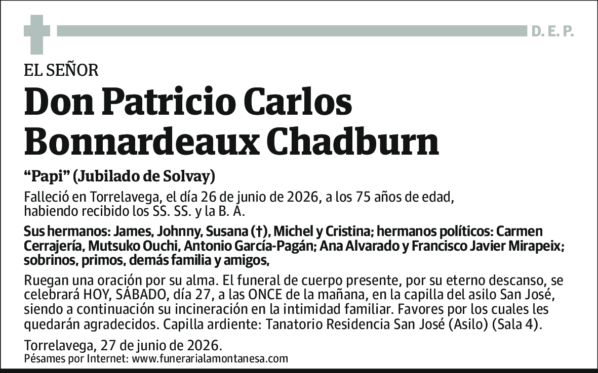 Patricio Carlos Bonnardeaux Chadburn