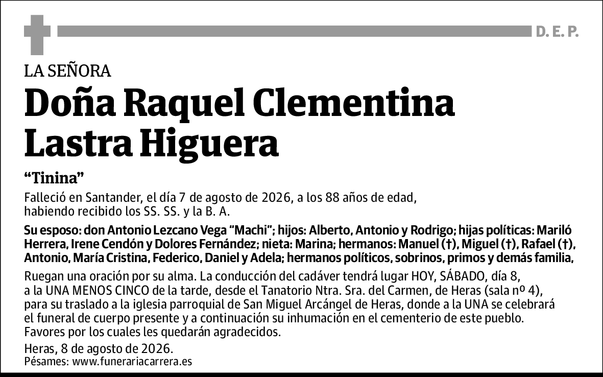 Raquel Clementina Lastra Higuera