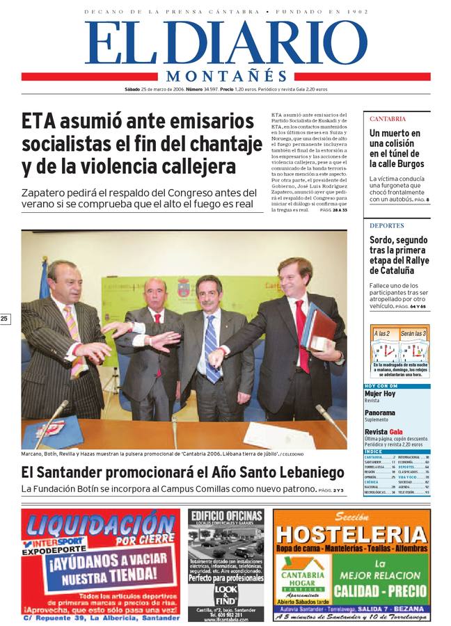 Emilio Botín en las portadas de El Diario Montañés