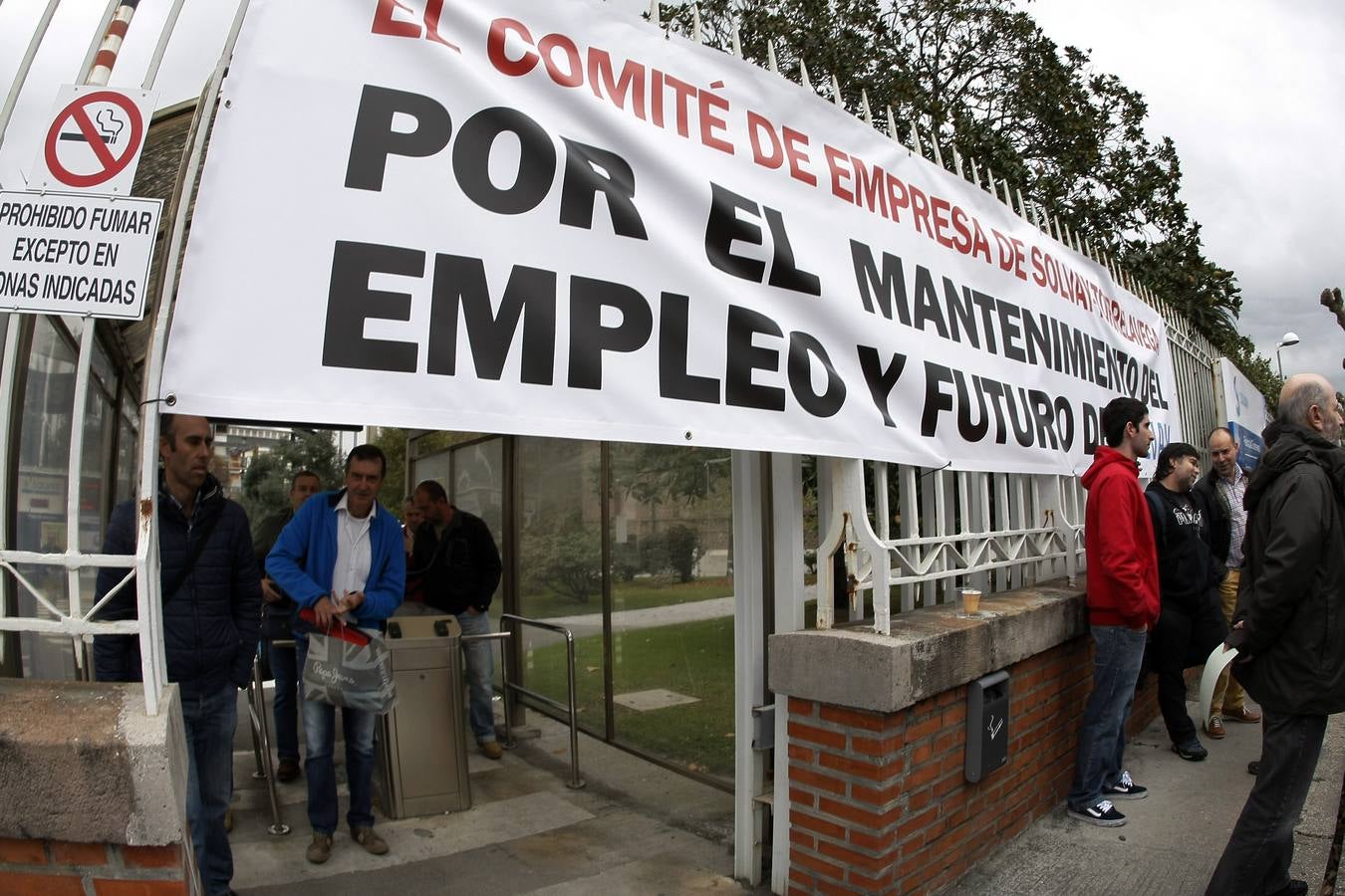 Concentración de trabajadores en Solvay