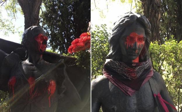 Profanan las estatuas de Lola y Antonio Flores del cementerio de la Almudena