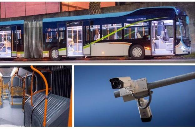Las 41 cámaras que vigilarán el carril del Metro-TUS ya destacan en las aceras