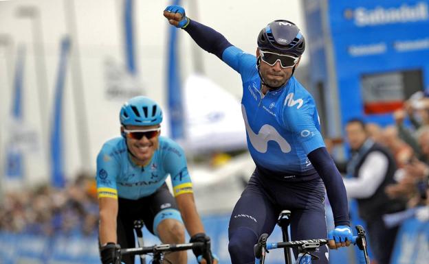 Alejandro Valverde se viste de amarillo en Valencia tras ganar la etapa