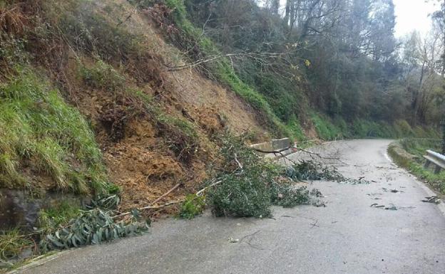 Un pequeño argayo en Rasines deja cortada parte de la CA-685, que une Udalla con Gibaja