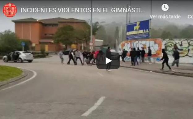 Aficionados de la Gimnástica y del Logroñés protagonizan una pelea en los aledaños del estadio