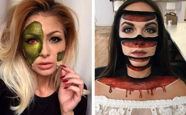 Maquillajes con ilusiones ópticas para dar mucho miedo en Halloween