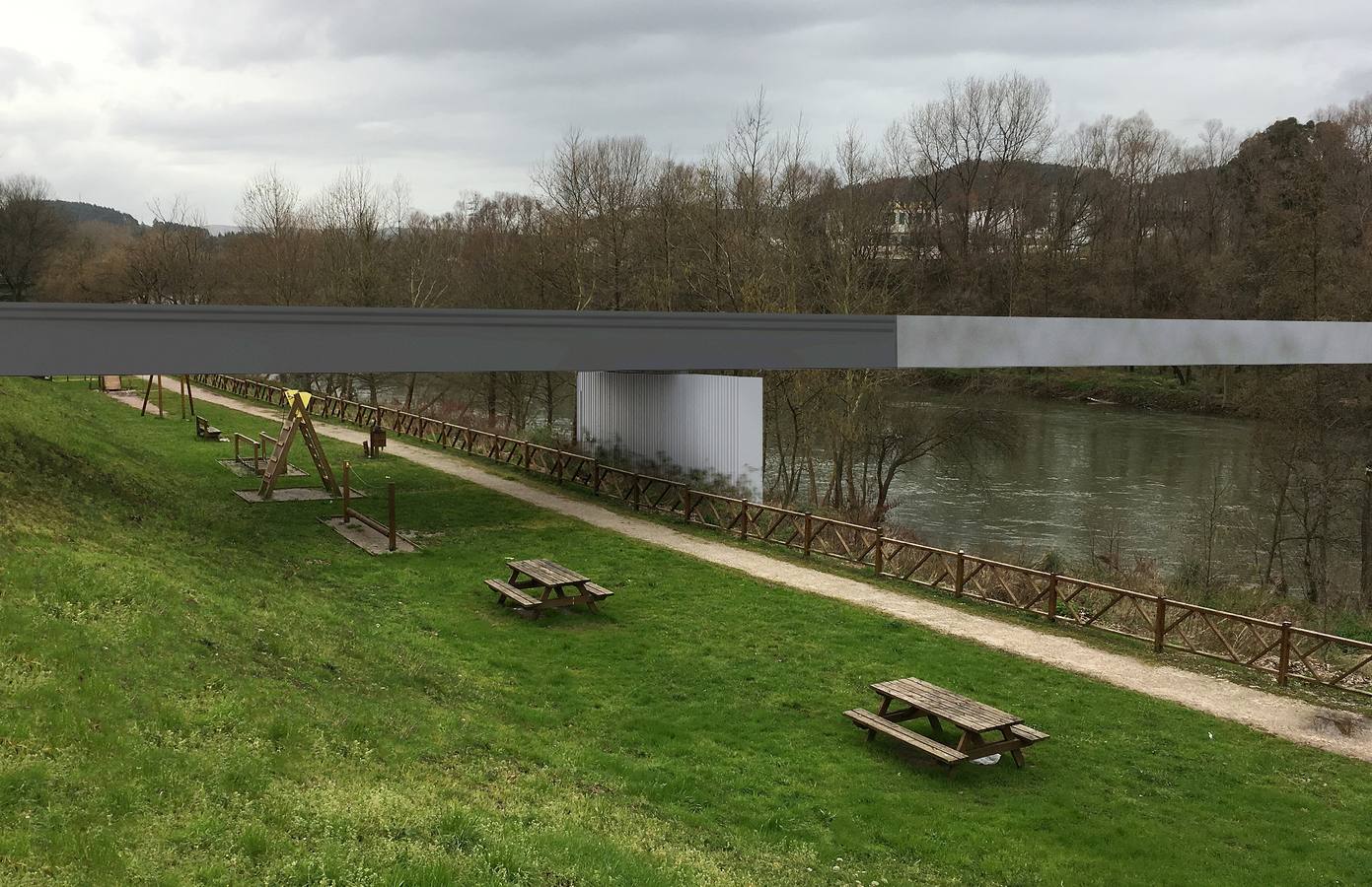 Salto al río con la nueva pasarela