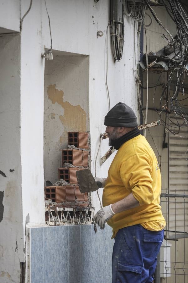 El tapiado del edificio incendiado