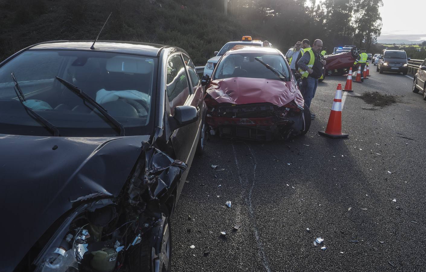 Accidente múltiple en la A-67, a la altura de Puente Arce