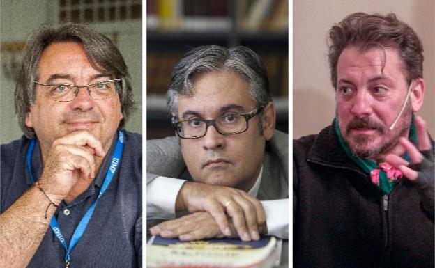 Juan Manuel de Prada, Jesús Ruiz Mantilla y Ray Loriga, en el Aula de Cultura