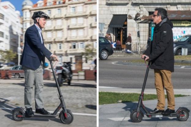 Martín y Vidal de la Peña se suben al patinete