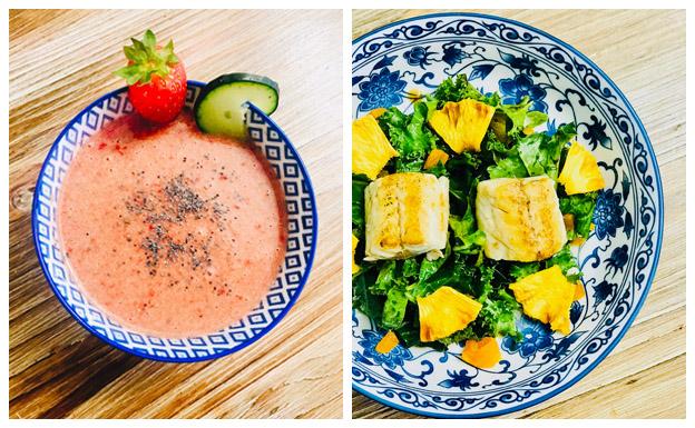 Apuesta por un menú sano con gazpacho de fresas y ensalada de verdel