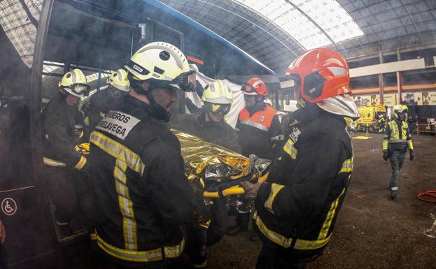 Simulacro de accidente en Torrelavega