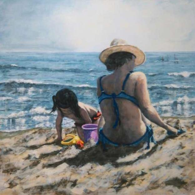 Los artistas David Cuesta, Gloria Torner y Ramón Dorado, en el verano expositivo de Suances