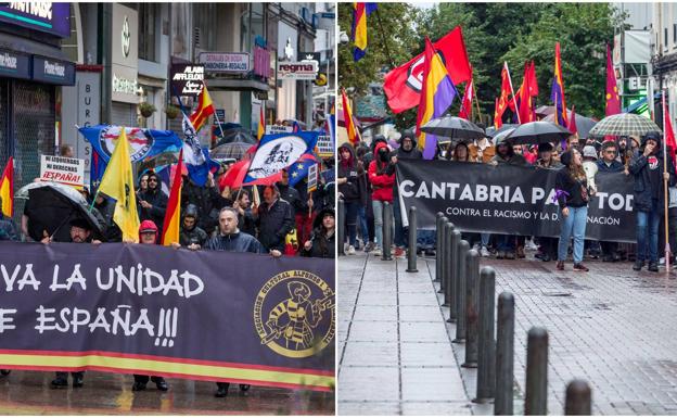 Manifestaciones paralelas en Santander contra el fascismo y por la unidad de España