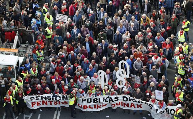 Miles de personas acuden a las marchas de la jornada de huelga en País Vasco y Navarra