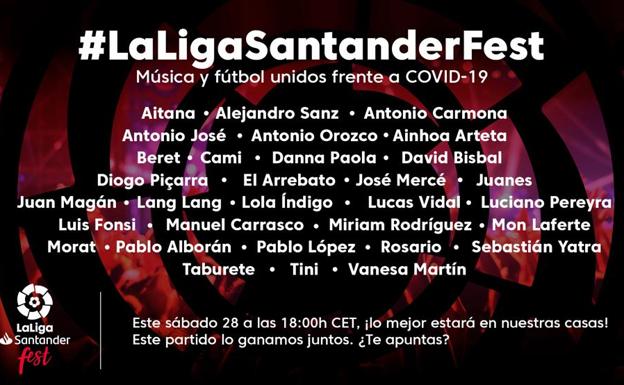 Alejandro Sanz anima a todos a seguir 'LaLiga Santander Fest', un concierto virtual para combatir el coronavirus