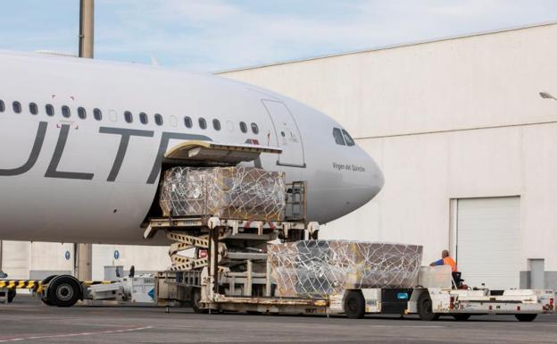 Aterriza el primer vuelo comercial directo de la historia China-Canarias con material sanitario