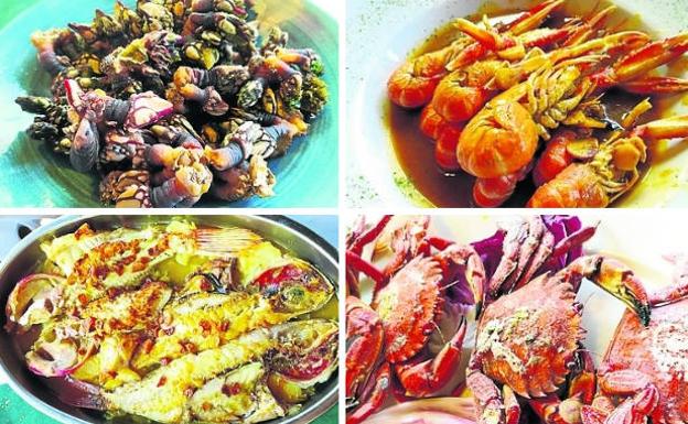 Pescados de roca, mariscos y productos de la huerta en el restaurante La Chata, en Isla