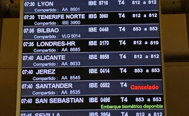 Iberia cancela su vuelo de hoy Madrid-Santander «por causas operativas»