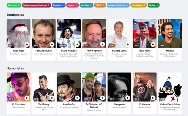 'Memmo', la web con la que pedir saludos a famosos desde 20 euros