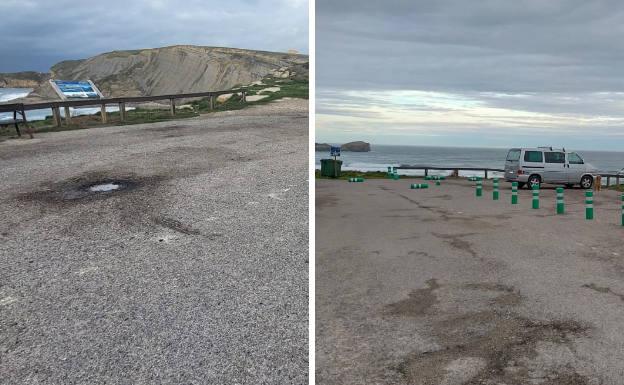 Arrancan los bolardos que el Ayuntamiento había instalado en la playa de Cuchía el día antes