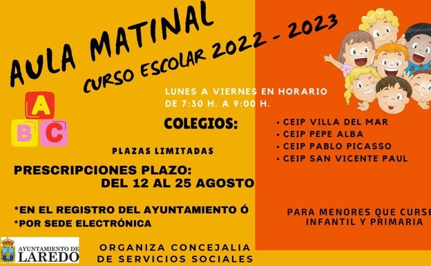 Abierto el plazo de inscripción para el aula matinal durante el curso escolar 2022/2023