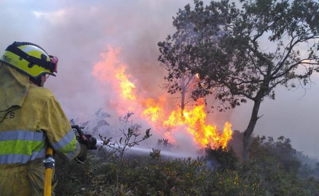 Dos incendios activos, en San Felices de Buelna y Guriezo