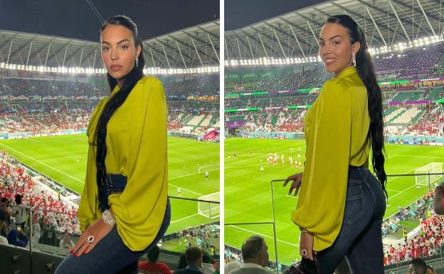 Georgina luce en Qatar una blusa que puedes comprar en Santander