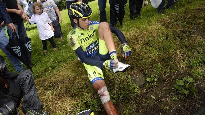 Alberto Contador abandona en la décima etapa del Tour por una caída