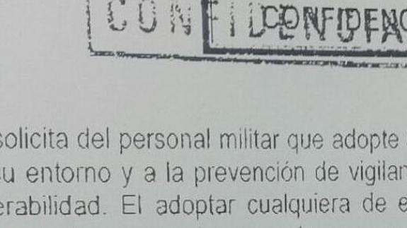 El Ejército aconseja a los militares que aumenten las medidas de autoprotección y seguridad