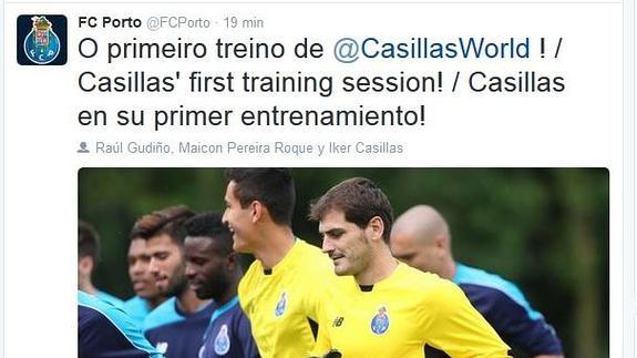 Casillas disfrutó en su primer entrenamiento con el Oporto