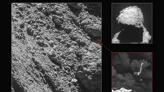 Rosetta descenderá sobre una región de fosas activas en la cabeza del cometa