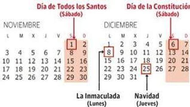 Sin puentes festivos en lo que queda de año