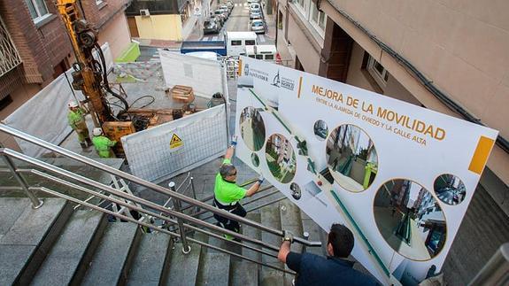 Arrancan las obras de las escaleras mecánicas que unirán la Alameda y la calle Alta