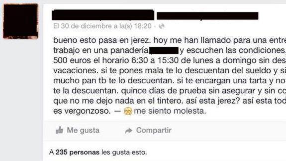 Oferta de trabajo: 9 horas al día, de lunes a domingo, sin vacaciones y por 500 euros al mes