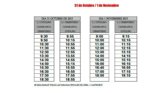 El CastroBus tendrá servicios especiales al cementerio con motivo de Todos los Santos
