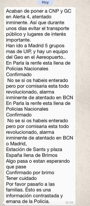 Interior desmiente los mensajes que alertan de un 'atentado inminente' en España