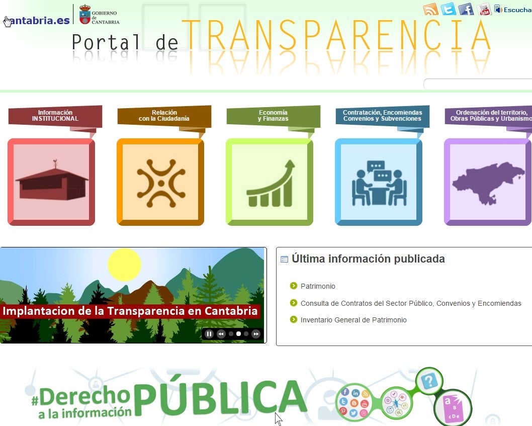 El renovado portal de transparencia de Cantabria incluye contratos, sueldos y subvenciones