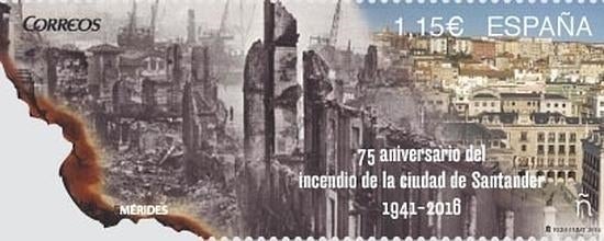 Correos emite un sello conmemorativo del 75 aniversario del incendio de Santander